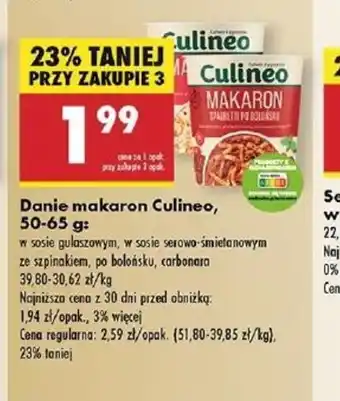 Biedronka Danie makaron Culineo oferta