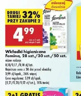 Biedronka Wkładki higieniczne Femina oferta