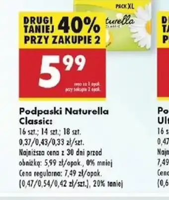 Biedronka Podpaski Naturella Classic oferta