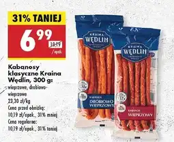 Biedronka Kabanosy klasyczne drobiowe-wieprzowe Kraina Wędlin oferta