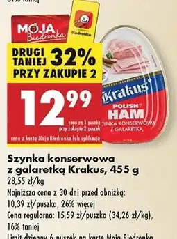 Biedronka Szynka konserwowa Krakus Animex oferta