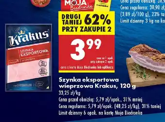 Biedronka Szynka eksportowa wieprzowa Krakus oferta