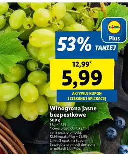 Lidl Winogrona białe bezpestkowe oferta