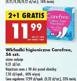 Biedronka Wkładki cotton feel Carefree oferta