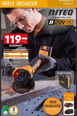 Biedronka Szlifierka kątowa akumulatorowa 20 v Niteo Tools oferta