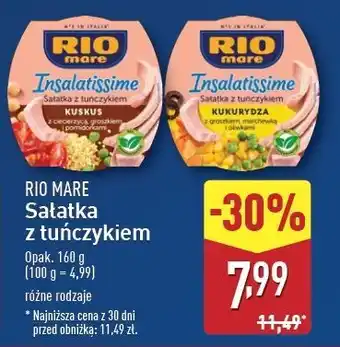 ALDI Sałatka z tuńczykiem kuskus ciecierzycą groszkiem i pomidorami Rio Mare Insalatissime oferta
