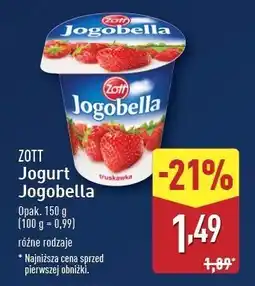 ALDI Jogurt truskawka Zott Jogobella oferta