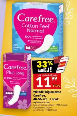 Twój Market Wkładki higieniczne Carefree 40-56 szt. oferta