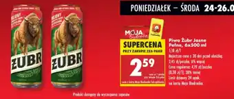 Biedronka Piwo Żubr Jasne Pełne oferta