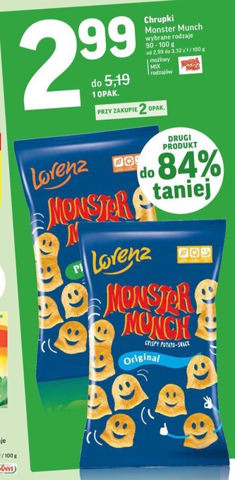 Intermarche Chrupki Monster Munch 90-100g oferta