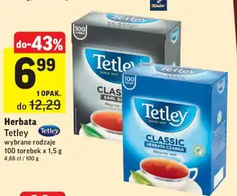 Intermarche Herbata Tetley wybrane rodzaje 100 torebek oferta