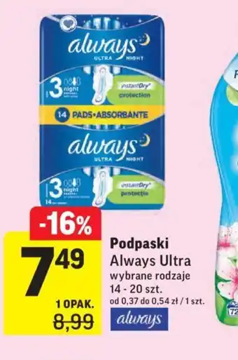 Intermarche Podpaski Always Ultra 14-20szt. oferta