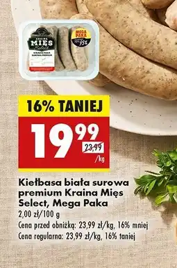 Biedronka Kiełbasa biała premium Kraina mięs select oferta