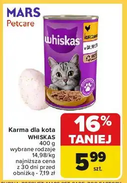 Carrefour Karma dla kota z kurczakiem w galaretce Whiskas Adult oferta