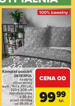 Carrefour Komplet pościeli satynowej 220 x 200 cm + 2 70 80 Detexpol oferta
