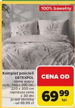 Carrefour Komplet pościeli bawełnianej 220 x 200 + 2 70 80 cm Detexpol oferta