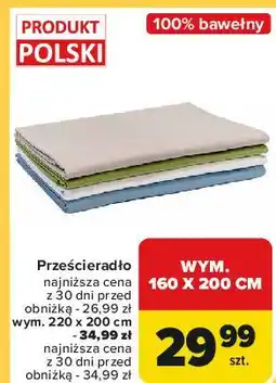 Carrefour Prześcieradło bawełniane 220 x 200 cm oferta