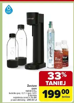 Carrefour Saturator pushair czarny z nabojem + 2x butelka syrop Dafi oferta