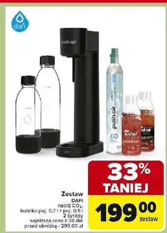 Carrefour Saturator pushair czarny z nabojem + 2x butelka syrop Dafi oferta