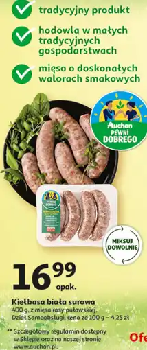 Auchan Kiełbasa biała Auchan pewni dobrego oferta