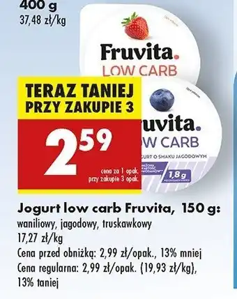 Biedronka Jogurt truskawkowy Fruvita low carb oferta