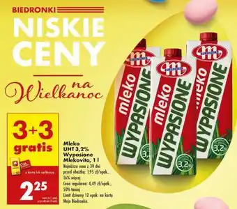 Biedronka MLEKO UHT 3,2 WYPASIONE MLEKOVITA 1 L oferta