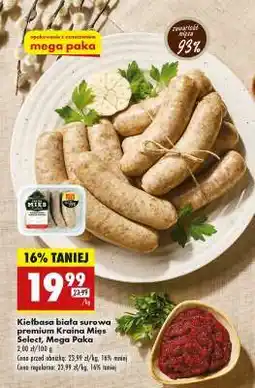 Biedronka Kiełbasa biała surowa premium Kraina Mięs Select Mega Paka oferta