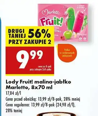 Biedronka Lody Fruit! malina-jabłko Marletto, 8x70 ml oferta
