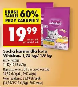 Biedronka Sucha karma dla kota Whiskas , 1,75 kg / 1,9 kg oferta