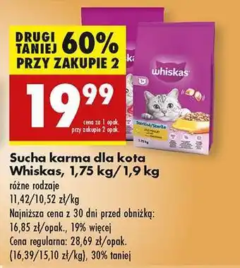 Biedronka Sucha karma dla kota Whiskas , 1,75 kg / 1,9 kg oferta