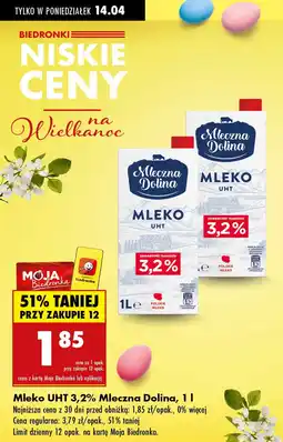 Biedronka Mleko 3.2% Mleczna dolina oferta