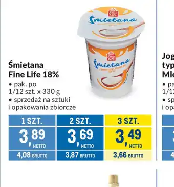 Makro Smietana Fine Life 18% oferta