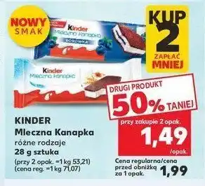 Kaufland Baton Kinder mleczna kanapka oferta