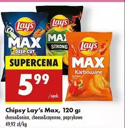 Biedronka Chipsy cheese & cayenne Lay's max strong oferta