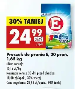 Biedronka Proszek do prania E, 30 prań, 1,65 kg oferta