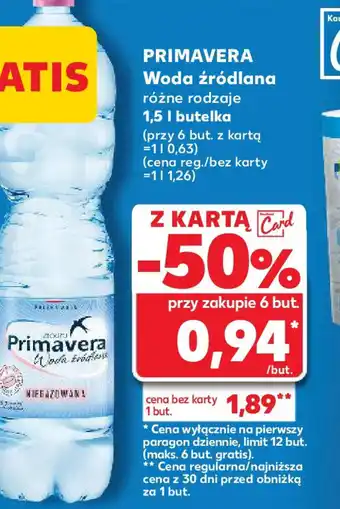 Kaufland Woda źródlana Primavera oferta