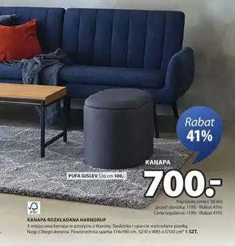 JYSK Kanapa rozkładana Harndrup oferta