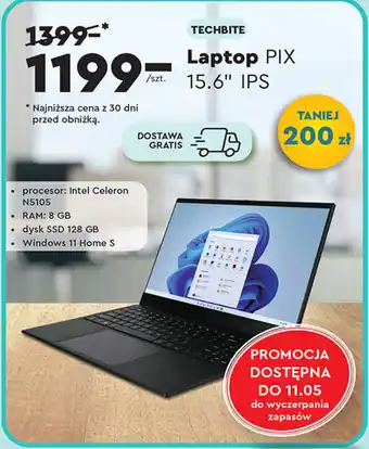 Biedronka TECHBITE Laptop PIX 15.6" IPS oferta