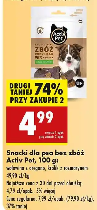Biedronka Przysmak bez dodatku zbóż królik z rozmarynem Activ Pet oferta