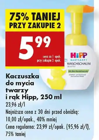 Biedronka Pianka do mycia twarzy i rąk kaczuszka Hipp Babysanft oferta