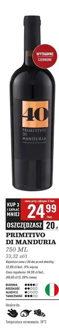 Biedronka Wino Primitivo Di Manduria 40 oferta