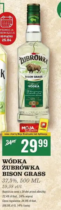 Biedronka Wódka Żubrówka Bison Grass oferta