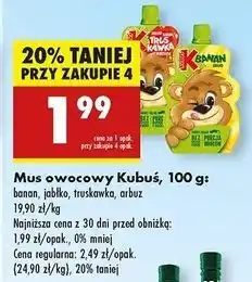 Biedronka Mus jabłko-arbuz-aronia Kubuś oferta