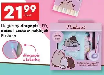 Biedronka Zestaw długopis led + notes zestaw naklejek Pusheen oferta