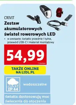 Lidl Zestaw magnetycznych świateł rowerowych led Crivit oferta