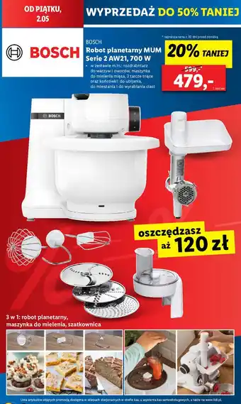 Lidl Robot planetarny mum serie 2 aw21 700 w Bosch oferta