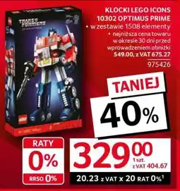 Selgros Klocki LEGO Icons 10302 Optimus Prime oferta