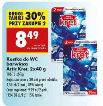 Biedronka Kostka do WC barwiąca Artic Kret, 2x40 g oferta