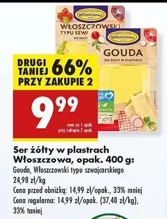 Biedronka Ser żółty w plastrach Włoszczowa, opak. 400 g oferta