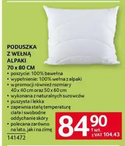 Selgros Poduszka z wełną alpaki oferta